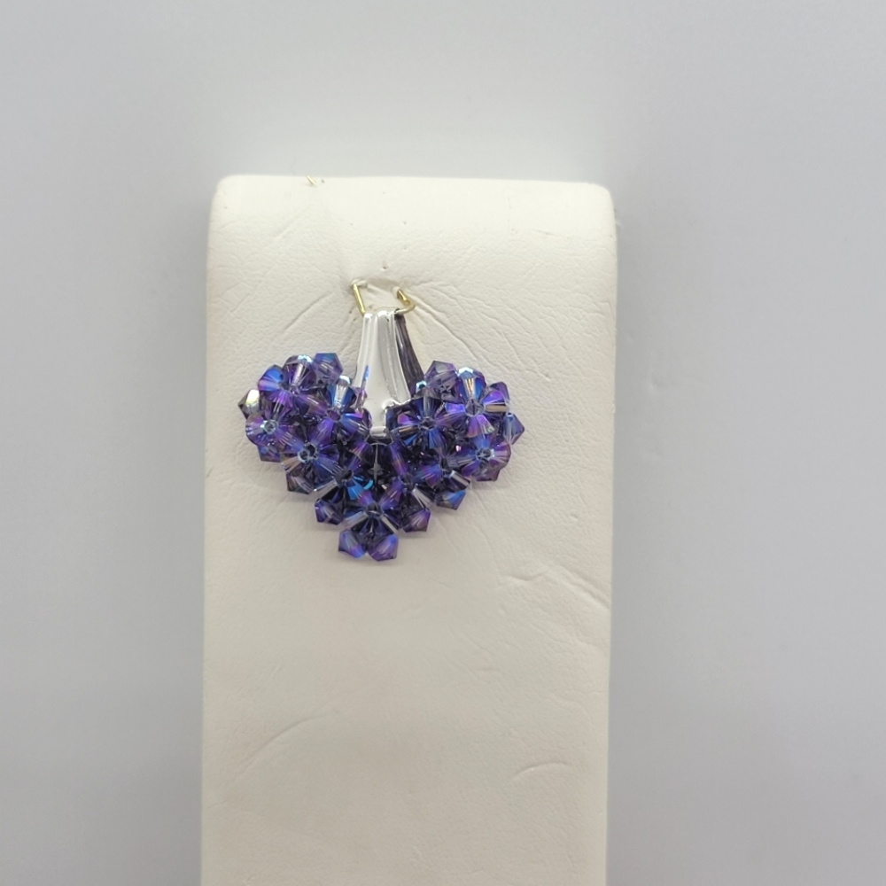 Handmade Swarovski 5mm crystal Large Purple Heart Pendant